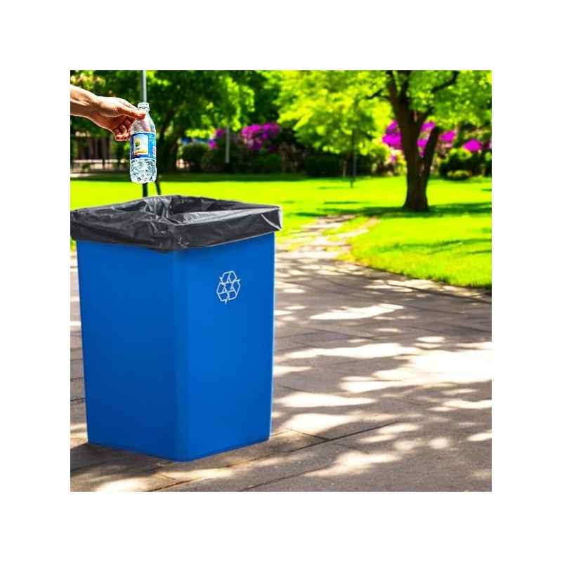 Mix.Home 19 Gallon Gray Square Trash Can, Plastic, Commercial Use