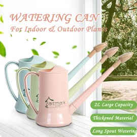 2L Thick Plastic Watering Can with Long Spout – Lightweight Garden Watering Can for Indoor & Outdoor Plants, Flowers, Balcony –Durable & Leakproof (Green)