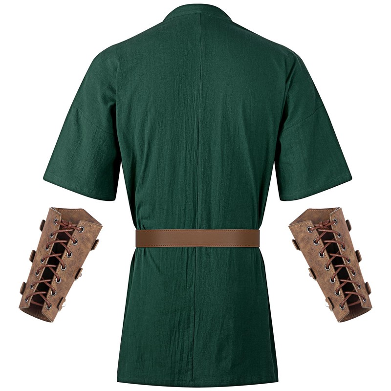 Jeyiour 3 Pcs Renaissance Costume Men Medieval Viking Tunic Knight