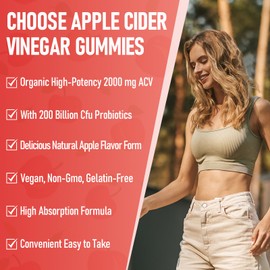 Apple Cider Vinegar Gummies, Max Strength 2000mg ACV Gummy with Probiotics, B12 and Keto Support, For Digestion, Metabolism, Detox, Gut & Immune Health, Gelatin-Free, Non-GMO, 240 keto acv gummies
