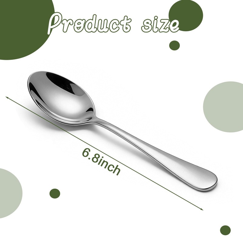 12 Pcs Heavy Duty Teaspoons 18/10 Stainless Steel, 6.8 Inch