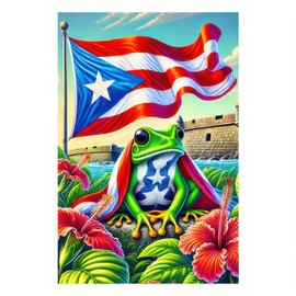 BlissYard Coqui Frog Puerto Rico Garden Flag American Flag 12x18 Inch Double Sided Spring Summer Frog Yard Flags Outdoor Banner For Home Decoration Yard Small Flag For Outside Holiday Seasonal