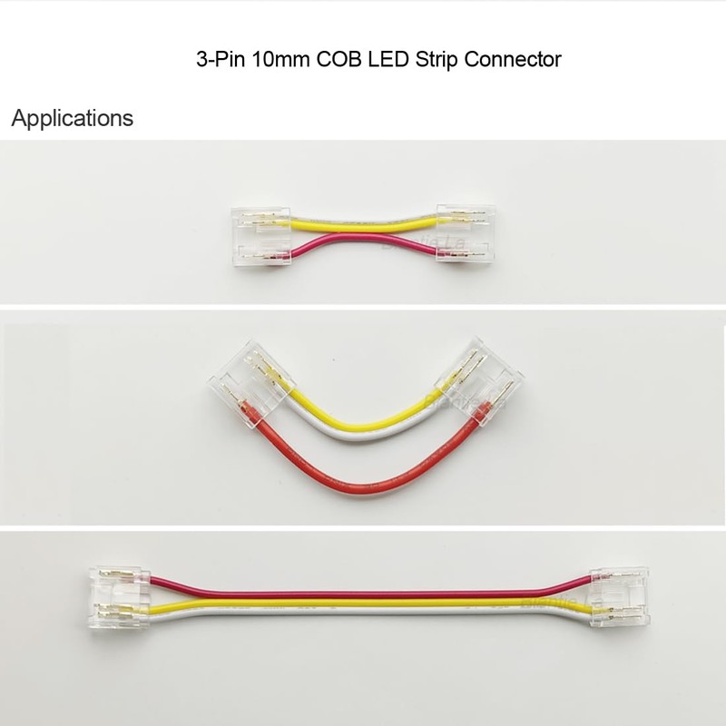 Biantie La 3-Pin 10mm COB LED Strip Connector Kit for