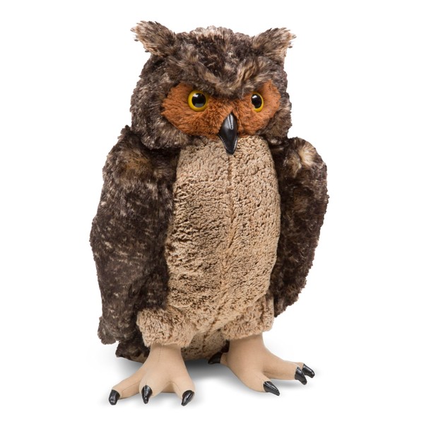 Melissa & Doug Giant Owl - Lifelike Stuffed Animal (17 inches tall) , Brown