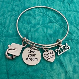 Infinity Collection - Graduation Charm Bracelet, Graduation Jewelry Gift for 2024 Middle, High School and College Graduates, 2024 Edition