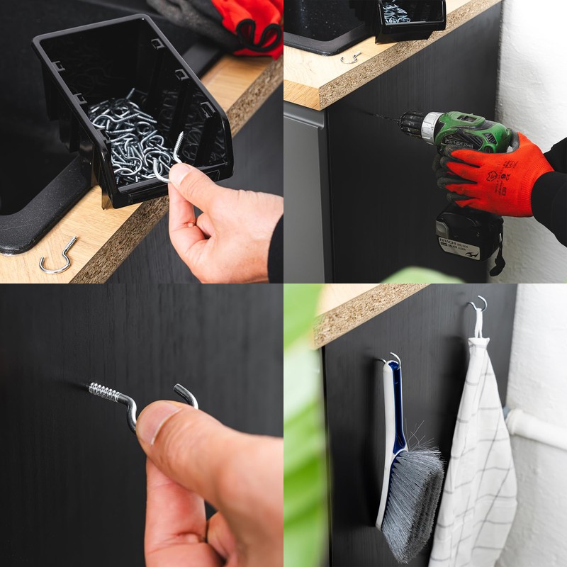 HELPMATE Screw Hooks Curved 40 x 3.0 x 15 x