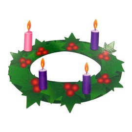 CB Advent Wreath with Pink and Purple Candles Flexible Magnet Set, 7 Inch