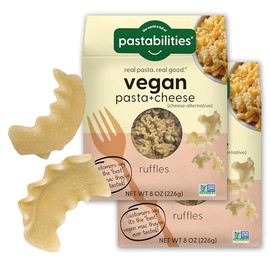 Pastabilities Vegan Ruffles - Mac and Cheese - Family Size – Serves 4, Wheat Based Pasta, Delicious Taste, Non GMO, Vegan Pasta and Cheese, 10g of Protein (2 Pack, 8 Oz)