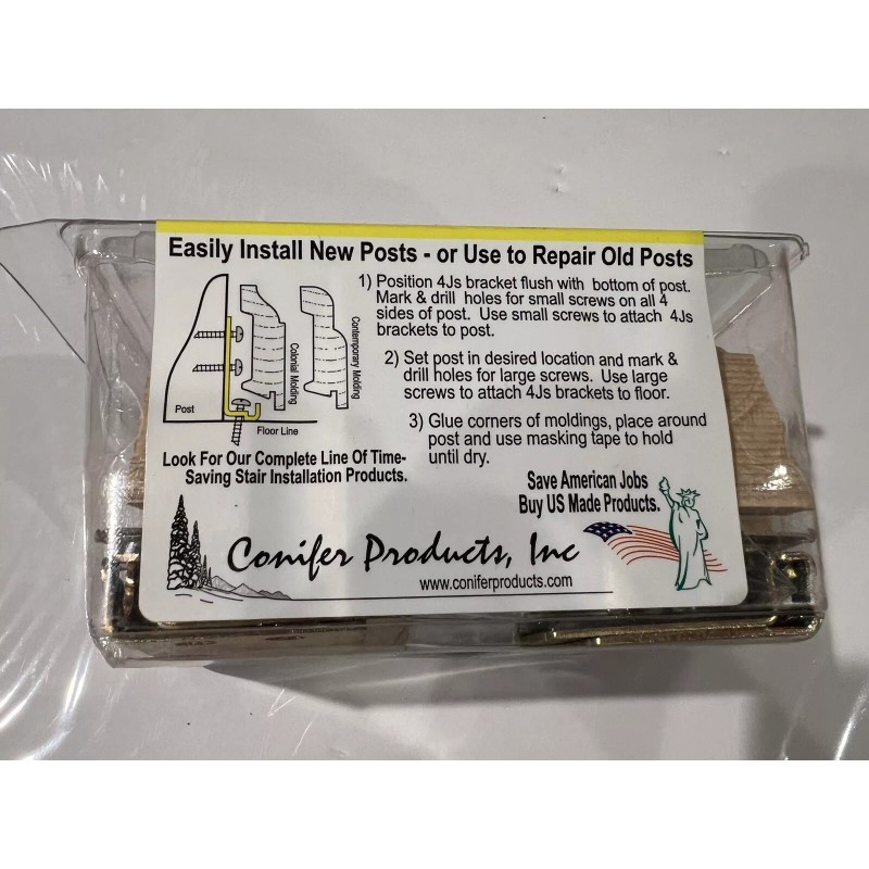 4Js Post Mounting System 3 1/4 Hemlock Newel Kit Colonial