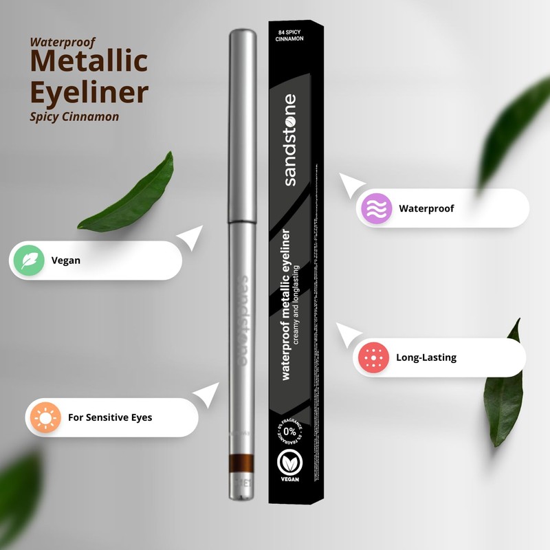 Allergy-Friendly Eyeliner - Sandstone Waterproof Metallic Eyeliner Spicy Cinnamon