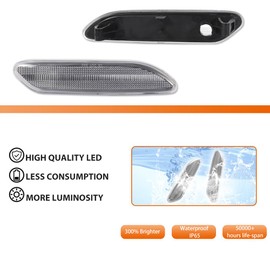 ADIIL Fender Side Marker Light White Lenses Side Marker Light Housings Kit For Mini Cooper Countryman 2012-2017 R60 R61