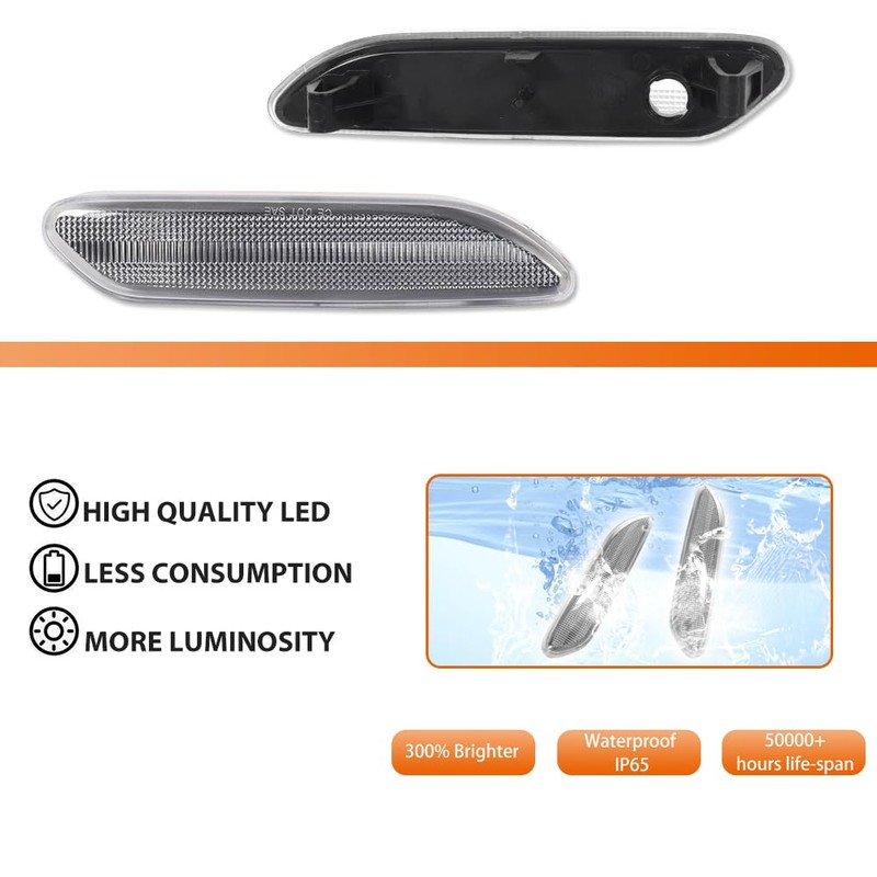 ADIIL Fender Side Marker Light White Lenses Side Marker Light