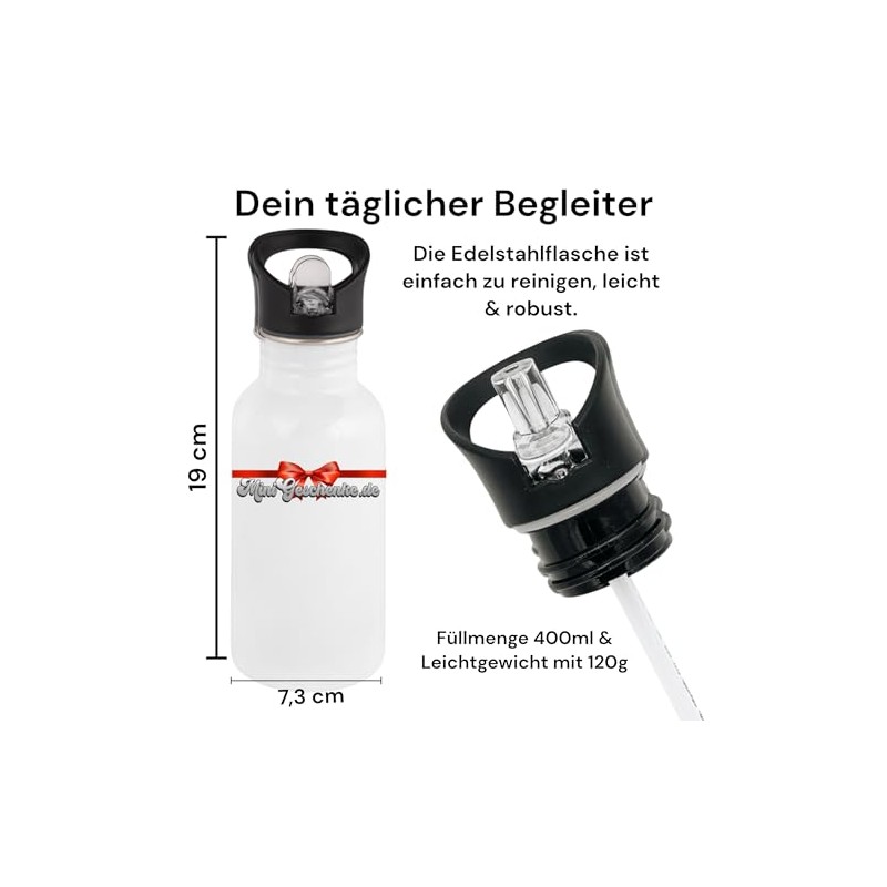 Personalisierte Trinkflasche Kinder Edelstahl [ 400ml ] - Robuste Trinkflasche