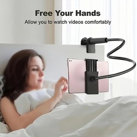 Phone Holder Bed Gooseneck Mount, Adjustable Bracket Clamp Stand, 360° Rotating Phone Holder Stand, Spiral Base, Universal for Bedside and Desk Use,Compatible with Smartphones and Tablets . - Color: Pink