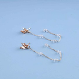 Yienate Long Crystal Tassel Drop Earrings Gold Tiny Butterfly Stud Tiny Rhinestone Tassel Dangle Earrings Statement Butterfly Stud Earrings Jewelry for Women and Girls