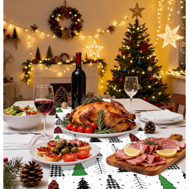 MUNILAIL 6 PCS Christmas Table Runner Plastic 14 x 108
