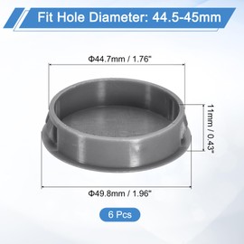 sourcing map 6Pcs 45mm(1-3/4") Nylon Hole Plugs, Flush Type Panel Round Snap in Fastener Knockout Locking Plugs for Furniture Insert End Caps Panels, Gray