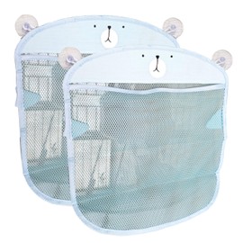 Baby Bath Toy Organizer Mesh Bag Hanging Beside Bathtub, 2 Storage Bags with Suction Cup with Hook