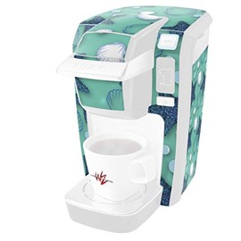 WraptorSkinz Decal Style Vinyl Skin compatible with Keurig K10 / K15 Mini Plus Coffee Makers Starfish and Sea Shells Seafoam Green (COFFEE MAKER NOT INCLUDED)