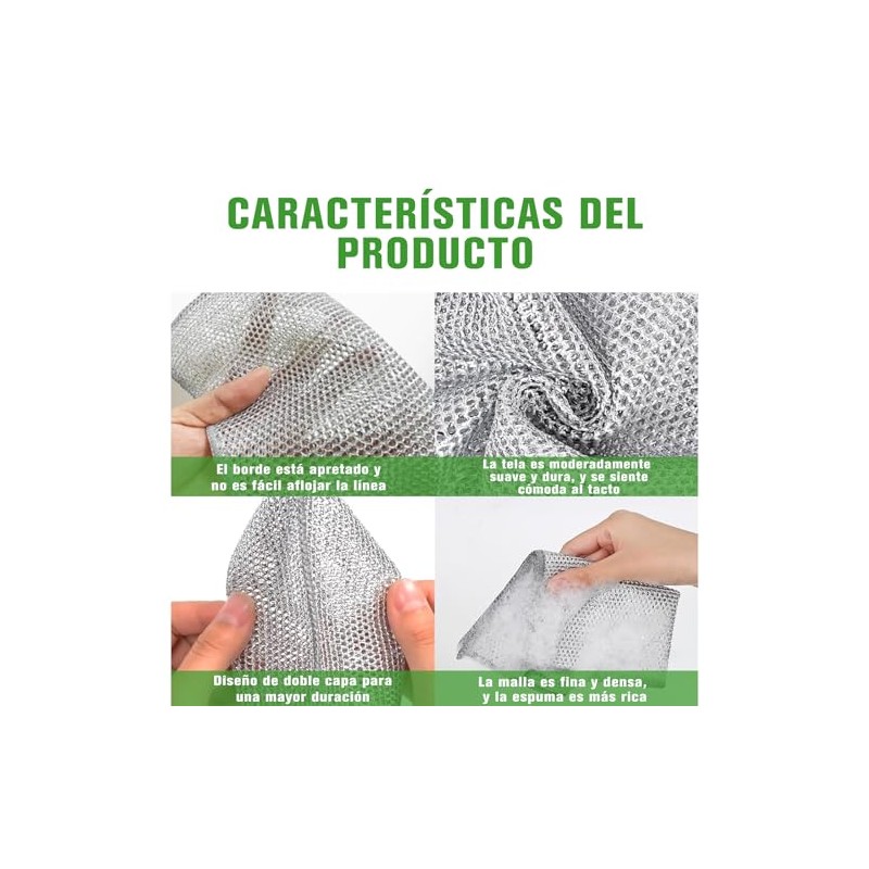 15 PCS Trapos de Limpieza de Doble Capa de Alambre