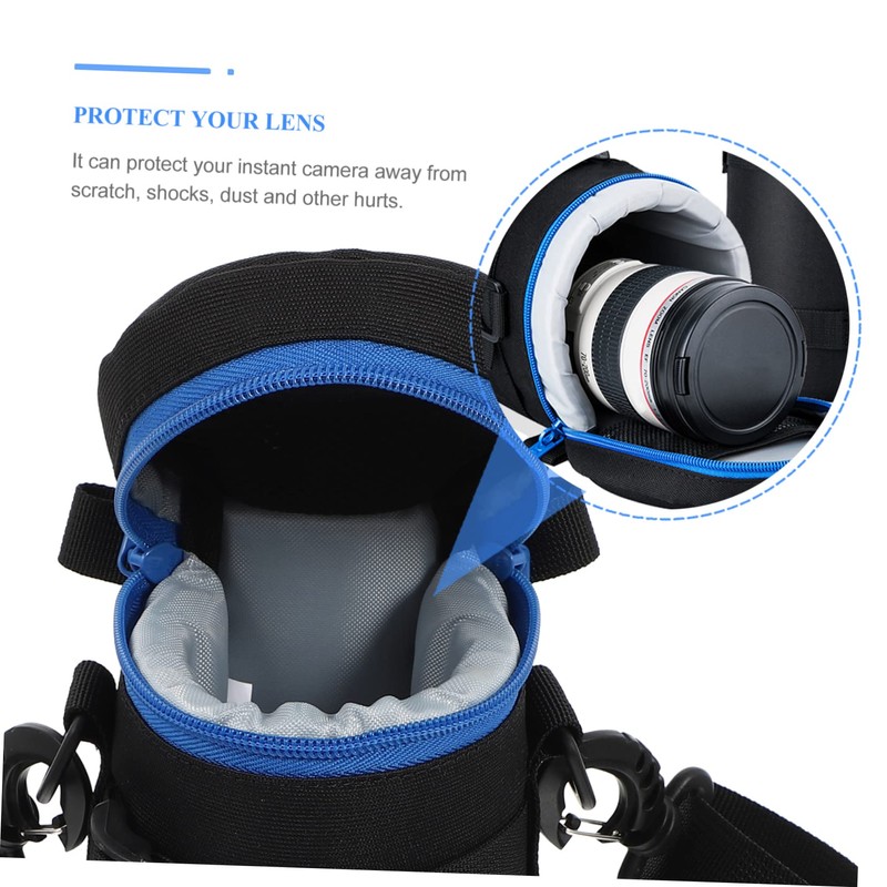 KOMBIUDA 1Pc Shockproof Camera Lens Storage Pouch Thickened Protective Bag