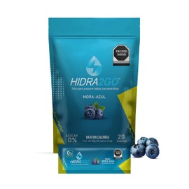 HIDRA2GO | Bolsa 20 Sobres Mora Azul en Polvo con Electrolitos Sin Azúcar Sin Calorías Vegano y Ecológico Soluble en Agua 600 ml | Hidratación Rápida para Deporte y Actividades