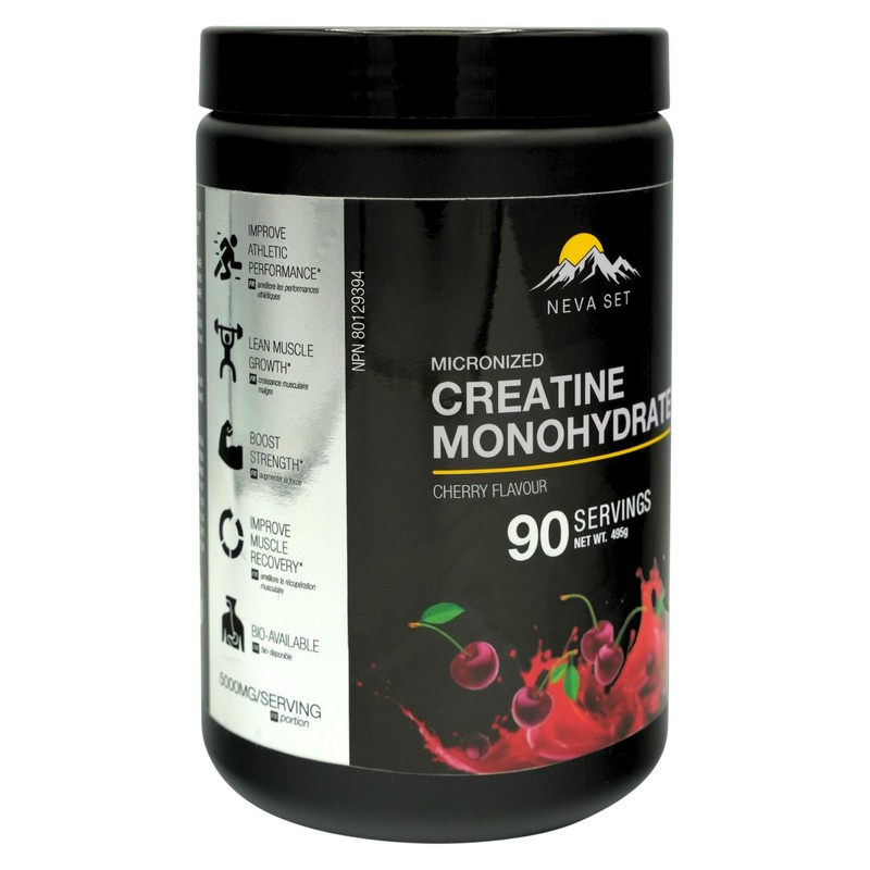 NevaSet Creatine Monohydrate, 3-Month Supply of 5000mg Cherry Flavor Neva