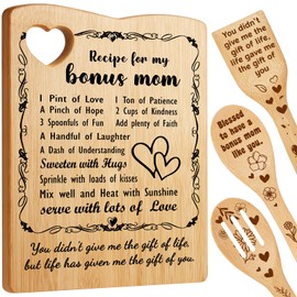 YUEYUQIU Bonus mom Christmas Gifts, Birthday Gifts for Bonus mom from Daughter Son, Bonus mom Cutting Board Set Present, Ideal Mothers Day Christmas Gifts for Bonus mom Step Mom New mom Stepmother