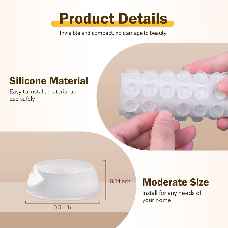 240 Pcs Cabinet Door Bumpers, 1/2" Diameter Self Adhesive Clear
