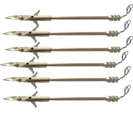 JIEXI HWYP 6.2" Stainless Steel Crossbow Slingshot Fishing Arrow Spiral Tip 2 Blades Pack of 6