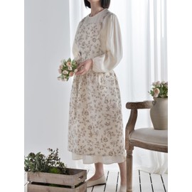 FADUOFA Japanese Cotton Pinafore Apron Dress for Women with Waist Tie,Kitchen Garden Work Clothes Bib Dress