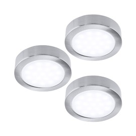 LUMILAND Wired LED Puck Lights (2.7Wx3) Plug-in Lighting Warm White, LED Cabinet Light for Kitchen Can Be Surface Mount or Recess Mount, Satin Nickle