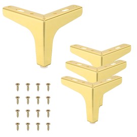 PATIKIL "4" Metal Furniture Legs Set of 4 Triangle Replacement Legs Modern Style Sofa Legs Table Chair Cabinet Cupboard Gold"