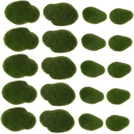 20 Pcs Artificial Moss Rocks, Green Moss Balls,Moss Stones,Faux Green Moss Covered Stones Green Moss Balls Decorative Fake Moss Decor for Floral Arrangements, Fairy Gardens, Terrariums