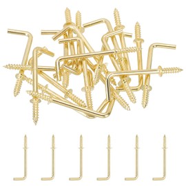 PATIKIL 2.1 Inch Ceiling Hooks for Hanging Plants, 20 Pcs Copper Plating Metal Screw-in Ceiling Cup Hooks L Shape Self-Tapping Screw Eye Bolt for Indoors Outdoors