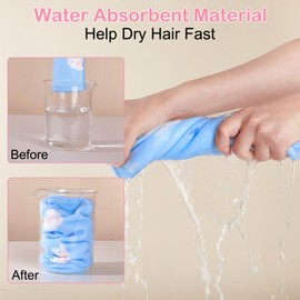 Basumee Microfiber Hair Towel Wrap for Kids 2 Pack Rapid Drying Hair Towel with Button Hair Turbans for Wet Hair Wraps Head Towel Wrap for Women and Girls