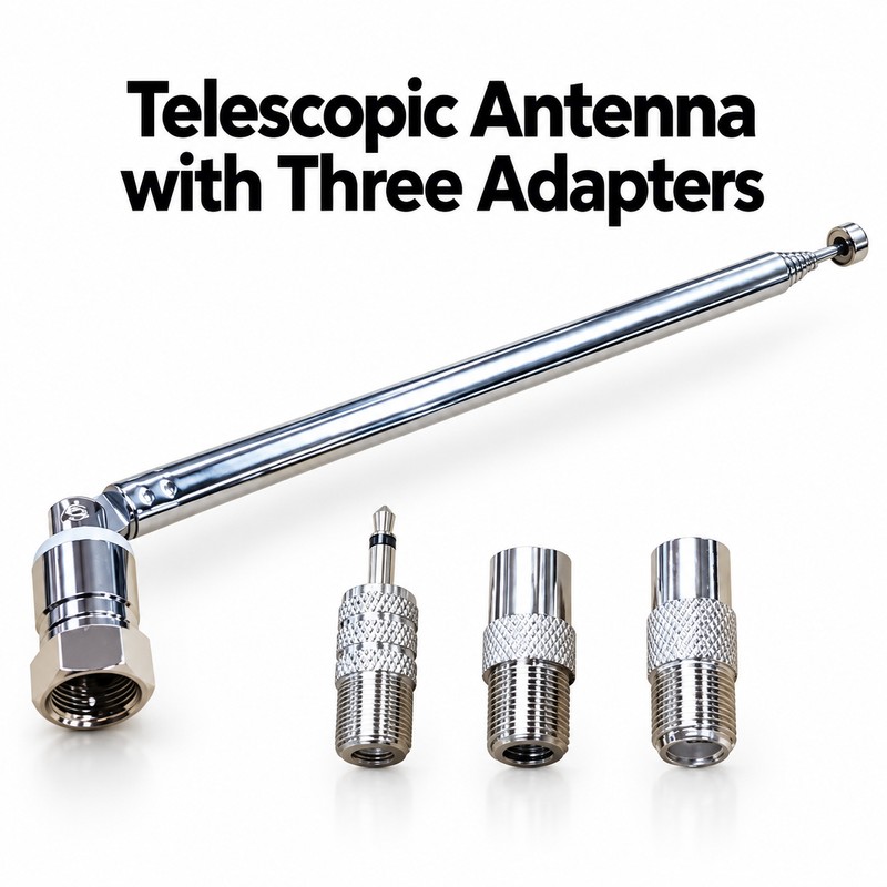 Telescopic FM Radio Antenna with 3.5mm Adapter & F-Type Male