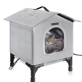 Rest-Eazzzy Cat House for Indoor and Outdoor Cats in Summer, Waterproof, Fully Insulated Shelter for Stray and Feral Cats, Great for Cat Houses for Outdoor and Cat Beds for Indoor Cats(Grey, Small)