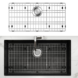 DPZM 28-3/8’’ x 14-3/16’’ Stainless Steel Sink Grid, Sink Protectors for Kitchen Sink, Sink Protector with Rear Drain for Single Sink Bowl, Sink Bottom Grid, Sink Grate for Bottom with Sink Strainer