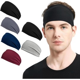 Beyson 6 Pcs Diademas Deportivas para La Cabeza - Kit de Bandas Elásticas con 5 Colores para Hombre y Mujer, Diademas de Cabello Absorbe El Sudor, Bandas para el Cabello, Secado Rápido, Transpirable
