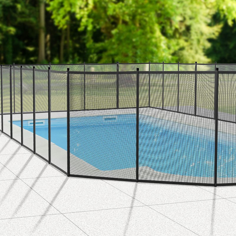 VINGLI 4Ft x 12Ft Black Pool Fence Swimming Pool Fence