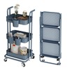 DTK 3 Tier Foldable Rolling Cart, Metal Utility Cart with