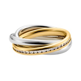 Heideman Women's Trini Ring Made of Stainless Steel Gold Coloured Matt Women's Ring for Women Roll Ring Play Ring Triple Ring Pack of 3, Stainless Steel, Cubic Zirconia