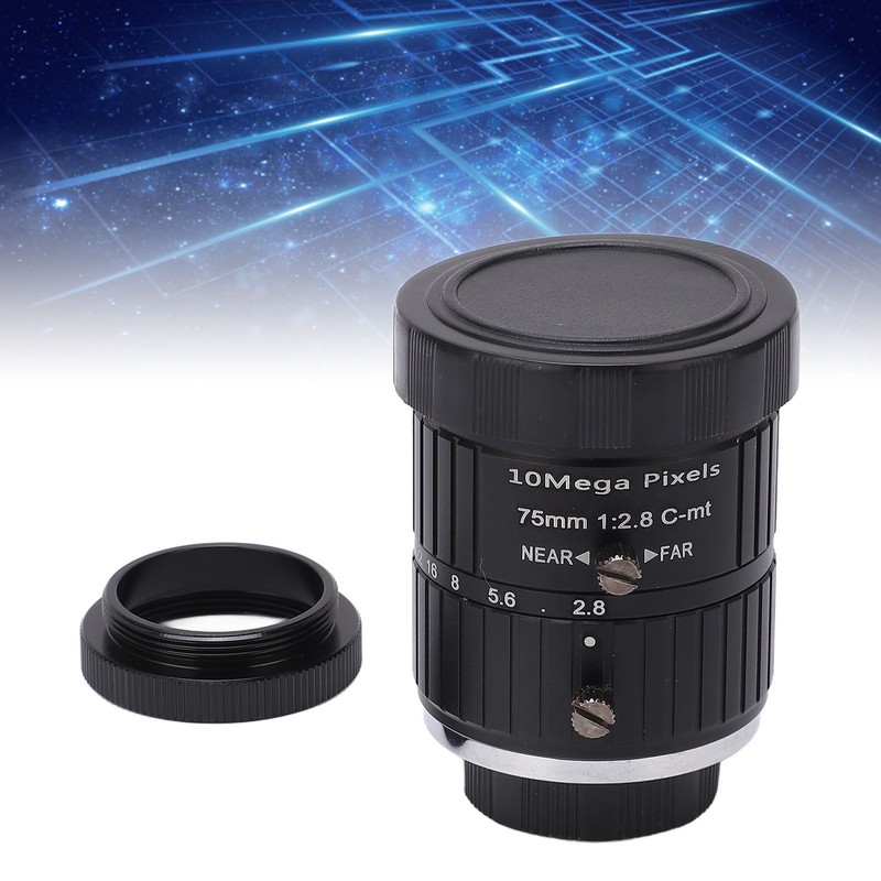 C Mount Lens 75mm Focal Length 10MP Pixels Fixed Zoom
