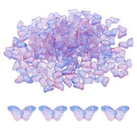 PATIKIL Butterfly Beads, 100Pcs Crystal Butterfly Beads Translucent Czech Glass Beads Spacer Bead for DIY Jewelry Making Bracelets Necklace, Pink Purple