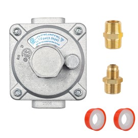 GEIparts 1/2" Gas Pressure Regulator, Natural Gas and Liquefied Interchange Pressure Regulator with 2 Brass 1/2" NPT Conversion Adapter for NG/LPG Applications