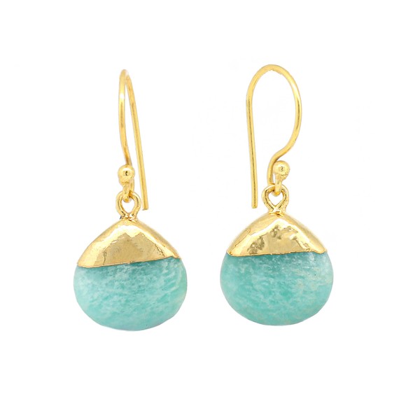 Gempires Amazonite Pear Cabochon Dangle Earring for Women, Teardrop Earring