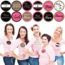 Girls Night Out - Bachelorette Party Name Tags - Party Badges Sticker Set of 12