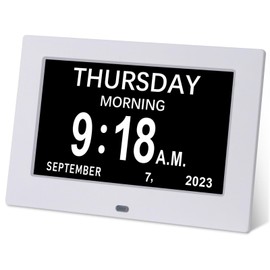 Golony 7 inch Large Digital Day Dementia Clock for Seniors, Medication Reminders Calendar Clock with Day of The Week, Date Time for Elderly Vision Impaired, Memory Loss, New Black
