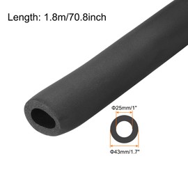 Rebower 25mm ID Pipe Insulation Tubing 9mm Thick Heat Preservation Foam Tube, [for Plumbing Freeze Protection Exercise Handle] - 43mm OD/6ft/Black